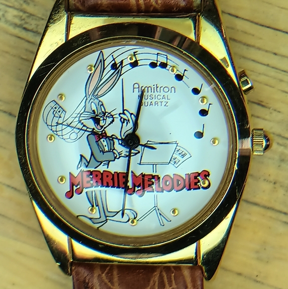 X Armitron Buggs Bunny Musical Looney Tunes watch white dial 3 hand movement